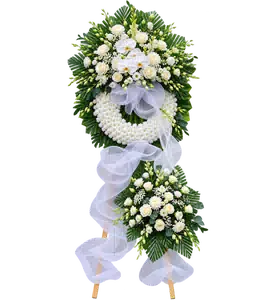 Kệ Hoa Kính Viếng Trắng Xanh Dáng Hoa Thanh Nhã