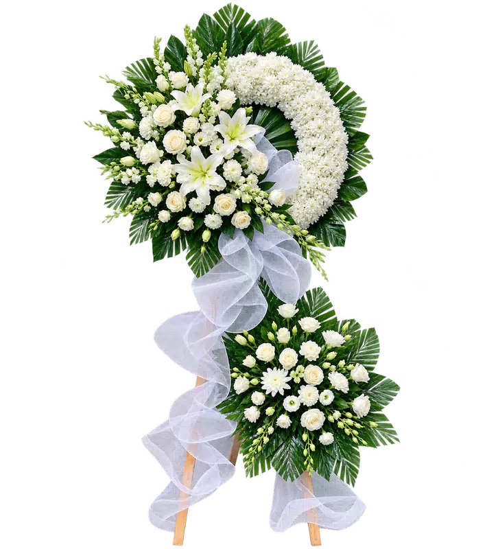 Kệ Hoa Kính Viếng Trắng Xanh Thiết Kế Hài Hòa