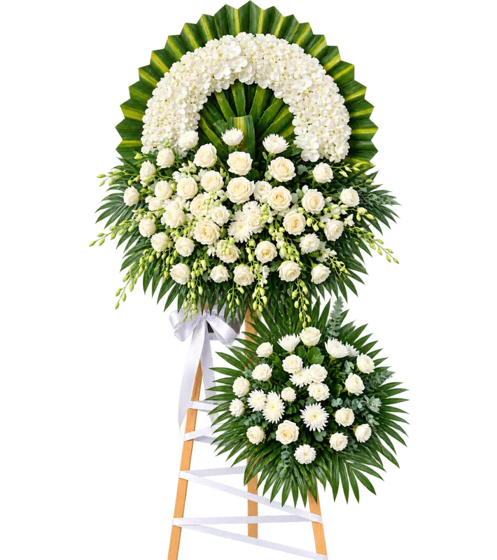 Kệ Hoa Kính Viếng Trắng Xanh Thiết Kế Thanh Nhã