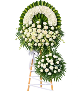 Kệ Hoa Kính Viếng Trắng Xanh Thiết Kế Thanh Nhã