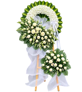 Kệ Hoa Kính Viếng Trắng Xanh Thiết Kế Trầm Tĩnh