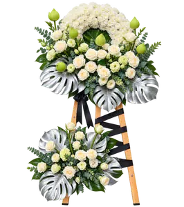 Kệ Hoa Kính Viếng Trắng Xanh Tông Trắng - Xanh