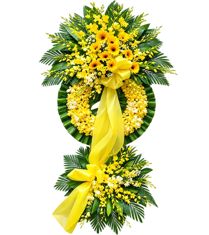 Kệ Hoa Kính Viếng Vàng Xanh Dáng Hoa Cân Xứng