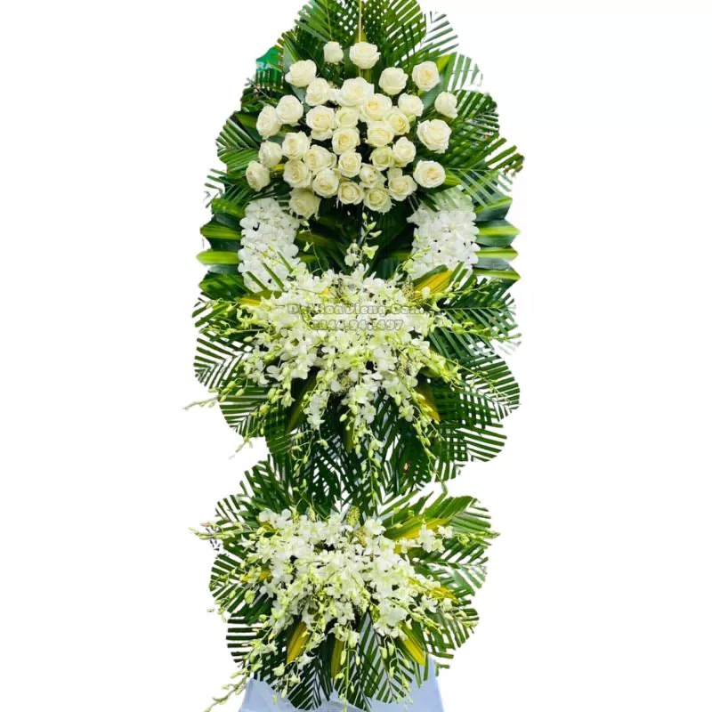 Kệ hoa tang lễ 3 tầng màu trắng