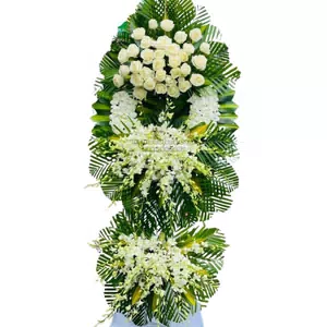 Kệ hoa tang lễ 3 tầng màu trắng