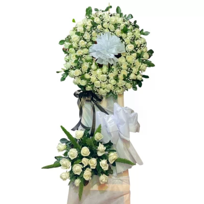 Kệ hoa tang lễ hoa hồng mix bibi