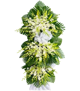 Kệ Hoa Tang Lễ Trắng Xanh Bố Trí Trang Nghiêm