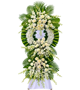 Kệ Hoa Tang Lễ Trắng Xanh Dáng Hoa Tôn Nghiêm