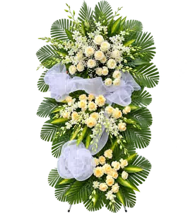 Kệ Hoa Tang Lễ Trắng Xanh Kết Hoa Hài Hòa