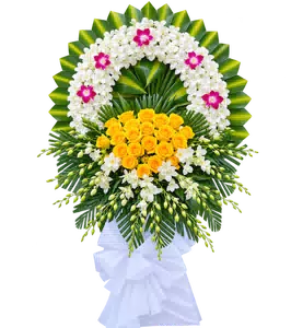 Kệ Hoa Tang Lễ Trắng Xanh Tạo Hình Nhẹ Nhàng