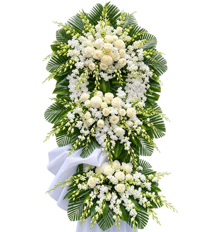 Kệ Hoa Tang Lễ Trắng Xanh Thiết Kế Thanh Nhã