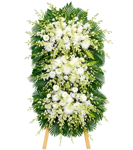 Kệ Hoa Tang Lễ Trắng Xanh Thiết Kế Trầm Tĩnh