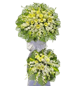 Kệ Hoa Viếng Đồng Tiền Vàng Lan Trắng