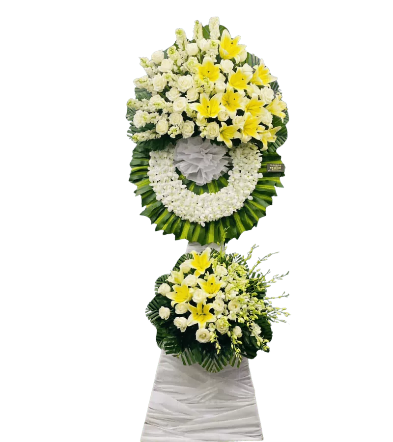 Kệ Hoa Viếng Hồng Lily Vàng 2 Tầng