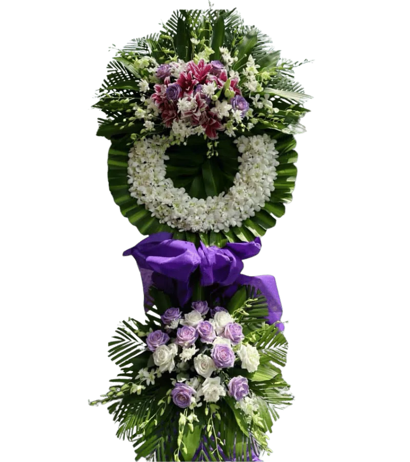 Kệ Hoa Viếng Hồng Tím Hường Trắng 2 Tầng