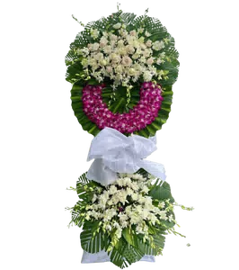 Kệ Hoa Viếng Lan Tím Hồng Cúc Trắng 2 Tầng