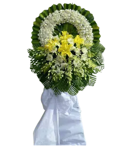 Kệ Hoa Viếng Lily Vàng Lan Trắng 1 Tầng