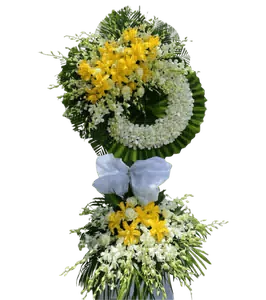 Kệ Hoa Viếng Lily Vàng Lan Trắng 2 Tầng