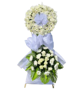 Kệ Hoa Viếng Vòng Cúc Trắng Hồng Trắng