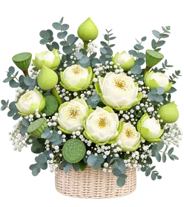 Lẵng Hoa Chia Buồn Sen Trắng
