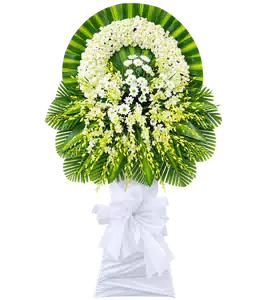 Vòng Hoa Kính Viếng Tông Trắng Xanh