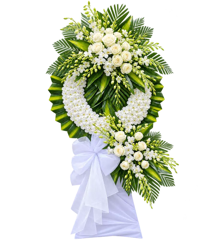 Vòng Hoa Kính Viếng Trắng Ba Cụm