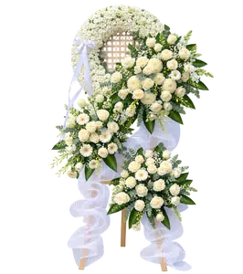 Vòng Hoa Kính Viếng Trắng Dáng Rủ