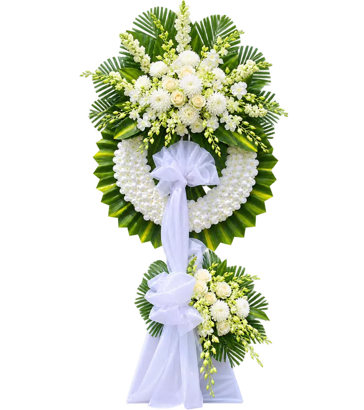 Vòng Hoa Kính Viếng Trắng Hai Cụm