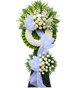 Vòng Hoa Kính Viếng Trắng Nơ Lớn