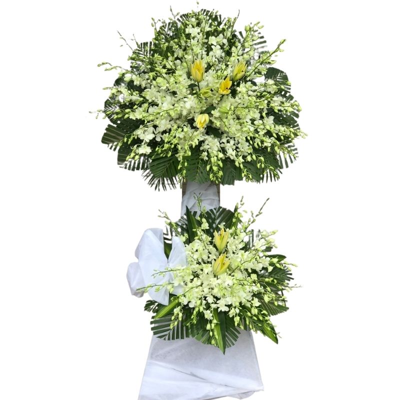 Hoa tang lễ 2 tầng giá rẻ (009)