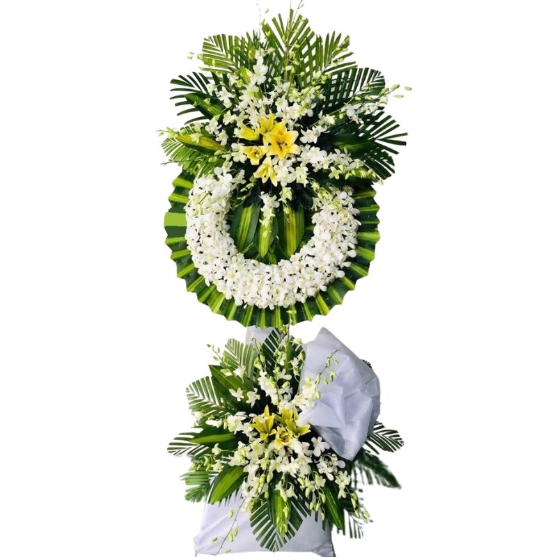 Hoa tang lễ 2 tầng giá rẻ (044)